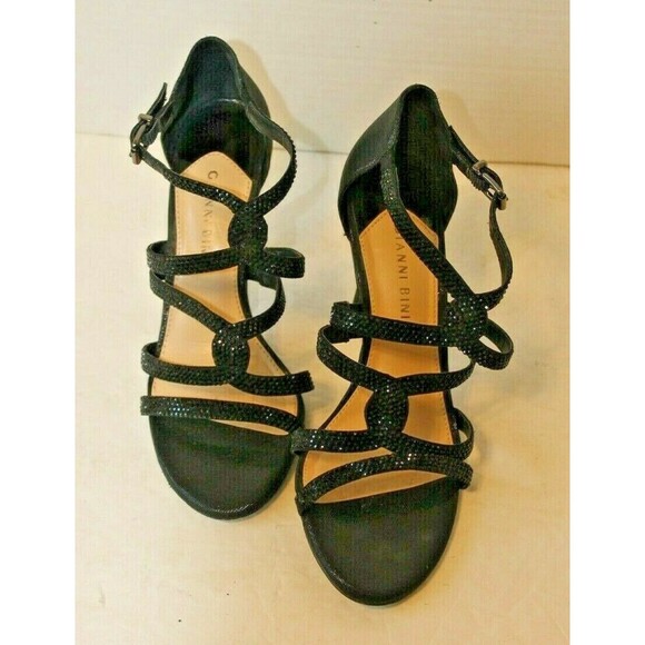 Gianni Bini Heels Sandals Dazzle Black Stones Open Toe Womens Size 8.5M - Picture 4 of 7